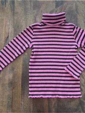 George Pink & Black Striped Turtleneck Top